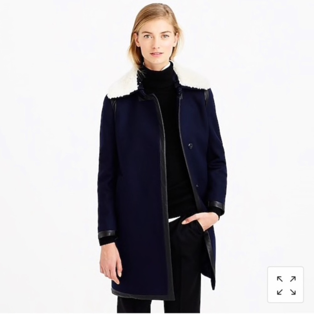 J. Crew Collection Shearling Color Wool Coat - 6